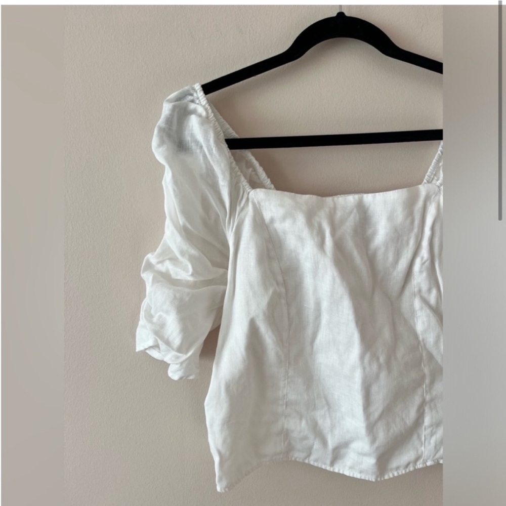 Rachel Zoe White Puff Sleeve Top